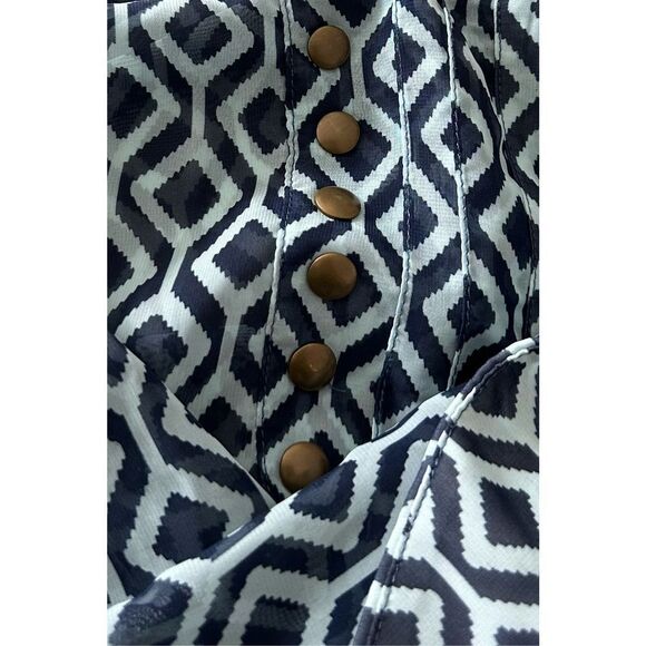 41 Hawthorn Women's Blue‎ & White 3/4 Sleeves Notched Neck Blouse Size M - Picture 6 of 8